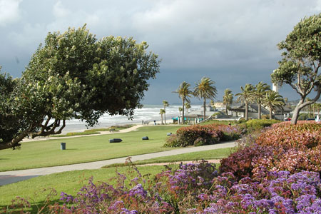 View of oceanfront park on 18th Street in Del Mar, California